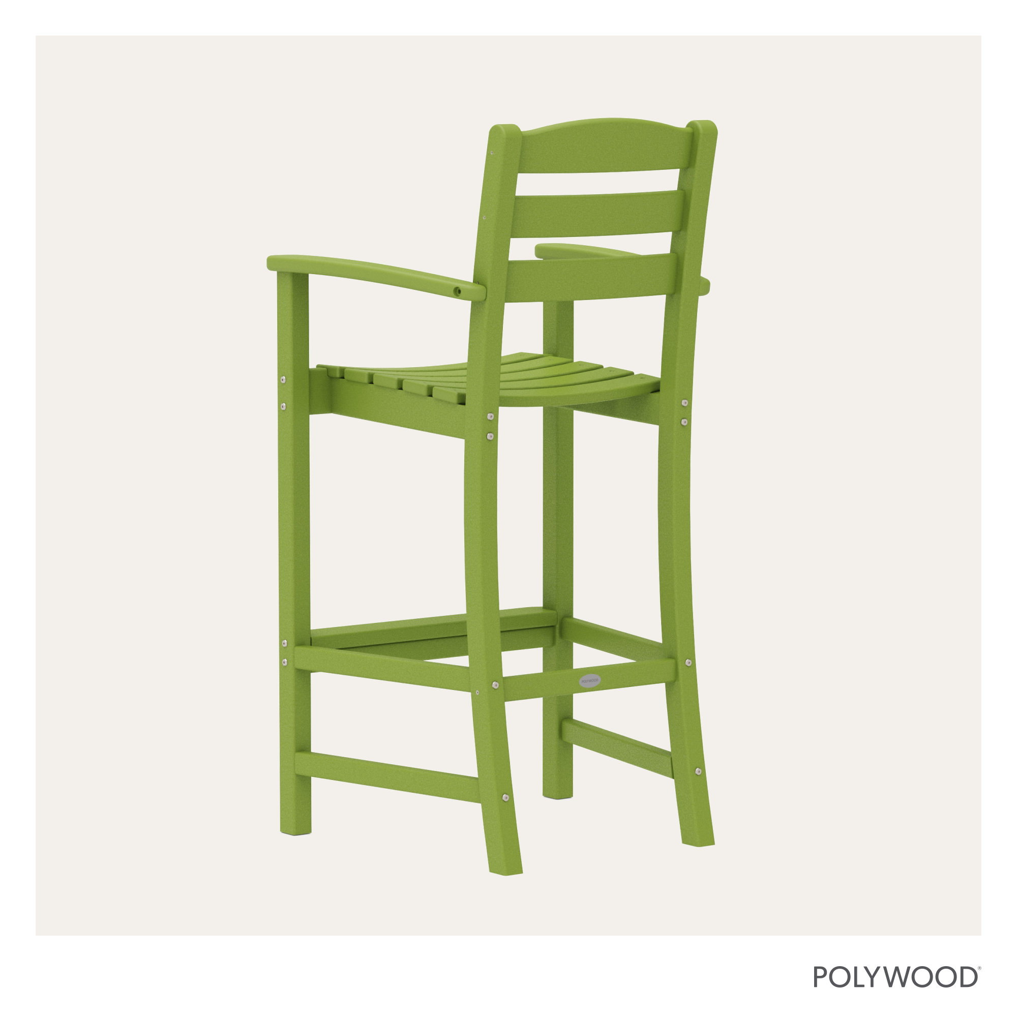 POLYWOOD La Casa Café Bar Arm Chair, Green, Bar Stool (30.13" Seat Height)