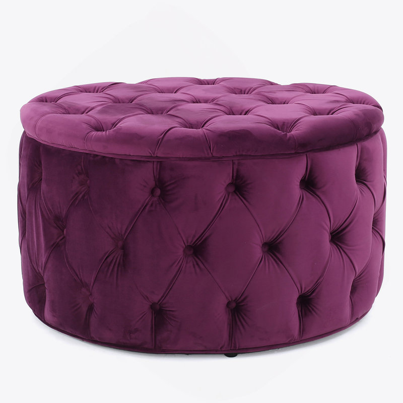 Stylish Multi-Use Tufted Ottoman for Home, Fuchsia