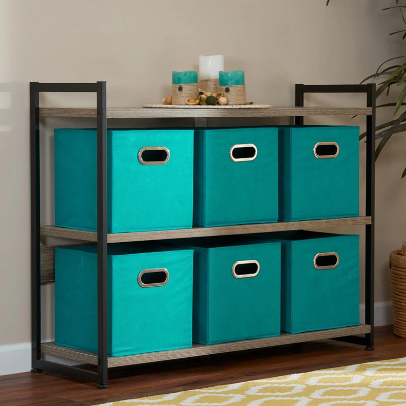 Fabric Storage Bins, Strong Poly-Woven Fabric, Sturdy Chipboard Sides, Grommet Front Handle, Stackable and Foldable, Classic Design