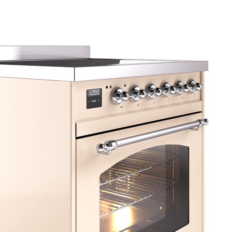 ILVE Nostalgie II 30 in Induction Range, Antique White/Chrome