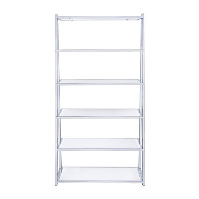 6 Fixed Shelves Rectangular Display Shelf In White And , With Open Back Panel For Stylish Display, 35.29 Product Depth, 16.3 Width, 70.02 Height Bookcase Panel, Great Showcasing Books Or