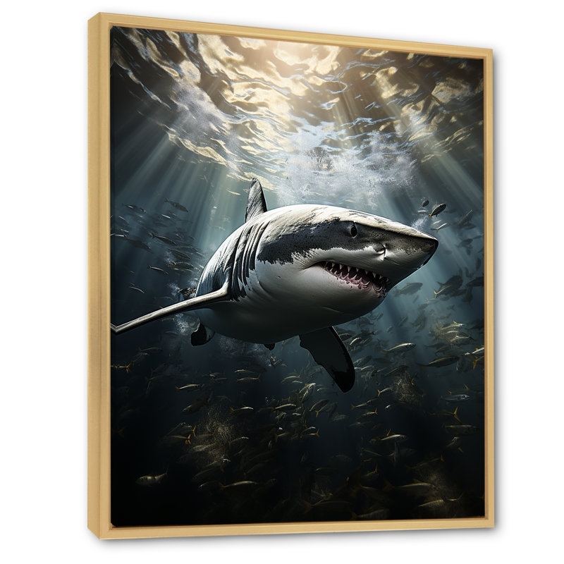 Grey Shark The Majesty - Marine Animals Large Wall Art, Maple Floater Framed, 20" H x 12" W x 1" D