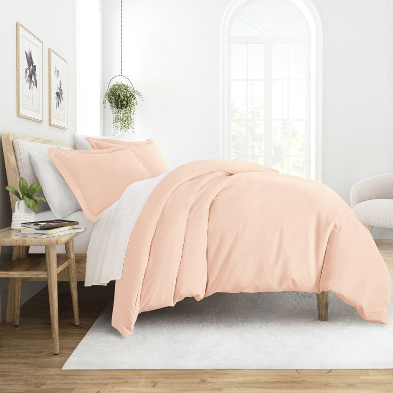 Super Soft Double Brushed Duvet Cover Set, Full/Queen Duvet Cover + 2 Standard Shams, Blush