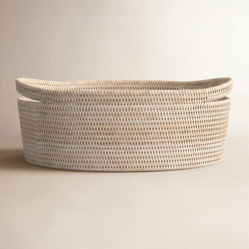 Panier en rotin Helmsford, Blanc délavé