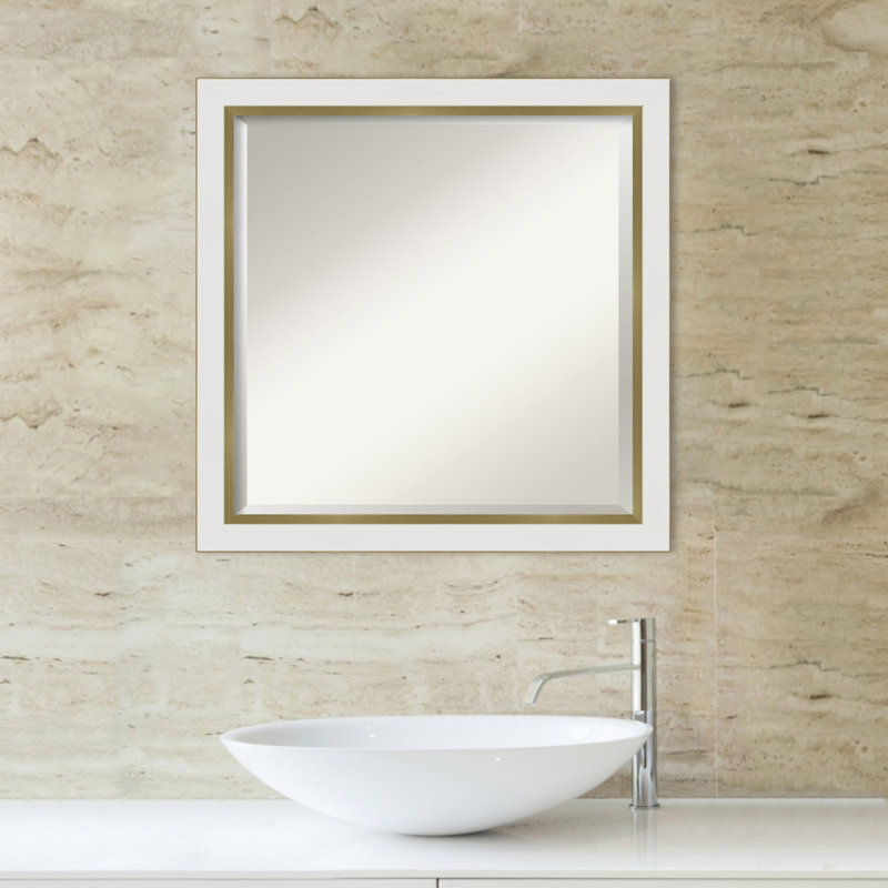 Quade Mirror, 23" x 23", Satin White/Gold