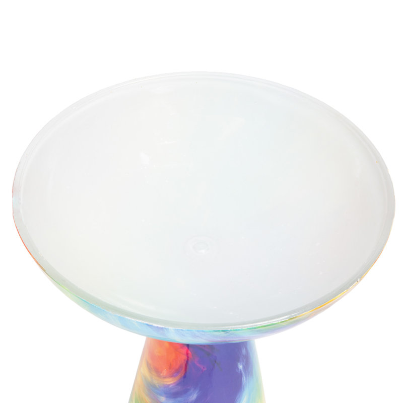 Bain d'oiseaux extérieur en verre sur piédestal de 42 cm de haut, arc-en-ciel, Rainbow