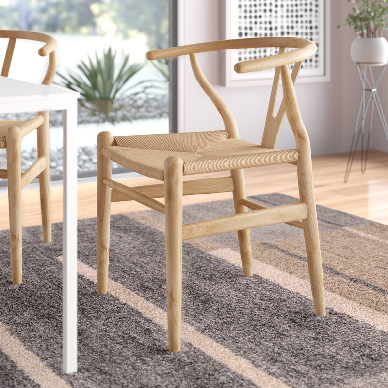 Rodolfo Wishbone Solid Wood Dining Chair, Natural/Natural Ash
