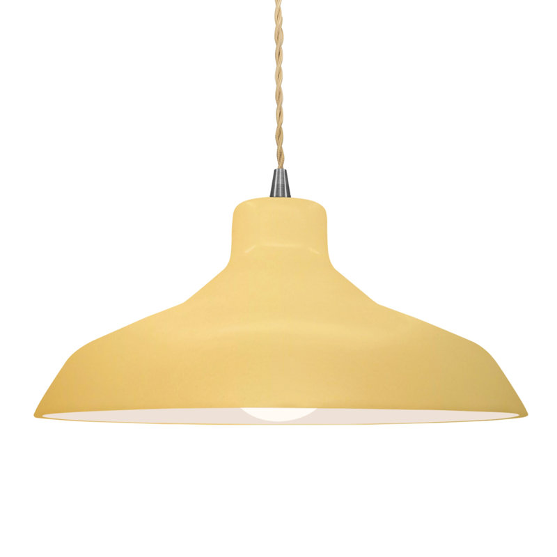 Fallon - Light Dome Pendant, 7.5" H x 15.5" W x 15.5" D, Muted Yellow, Brushed Nickel