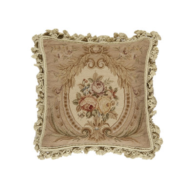 Needlepoint Fringed Reversible Throw Pillow