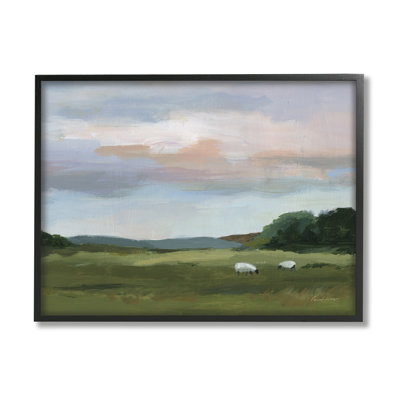 Az-296-Framed " Sheep In Country Field " by Pamela Munger Painting Print