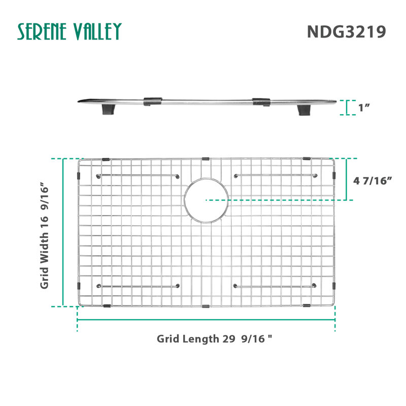 Grille d'évier en acier inoxydable 29,57 po x 16,57 po