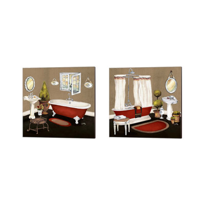 «Red Master Bath» par Elizabeth Medley, art sur toile (ensemble de 2)