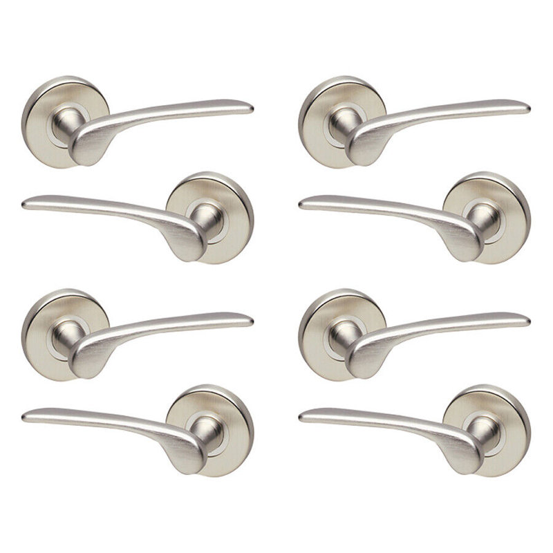 Single Dummy Door Handle, Satin Nickel  Rose