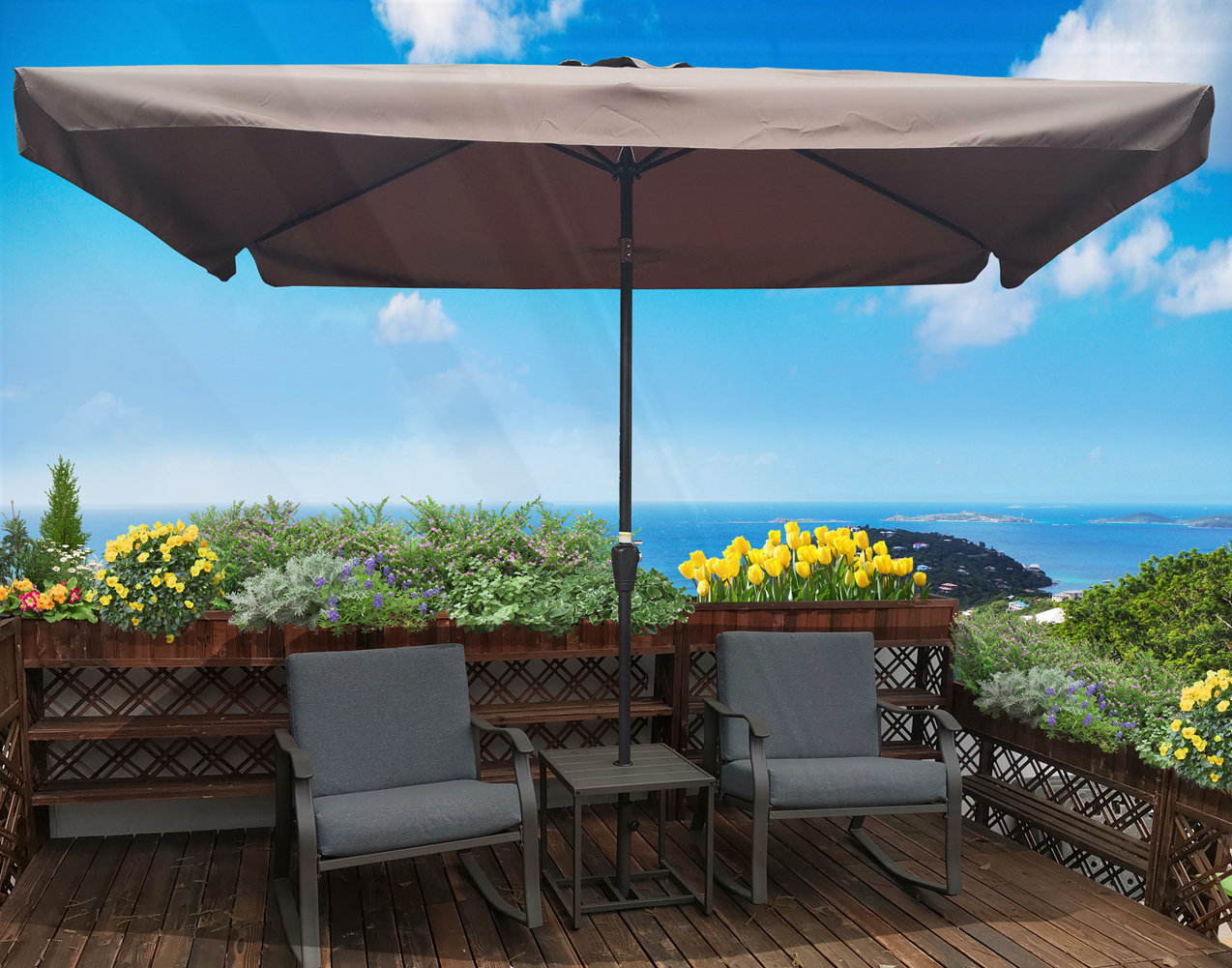 Latitude Run 10 x 6.5ft Patio Umbrella Outdoor Waterproof Umbrella |  Wayfair