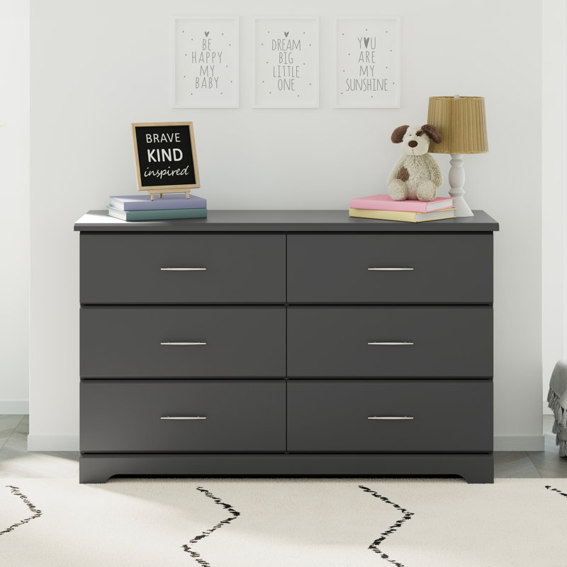 Commode double à 6 tiroirs Brookside, Gris