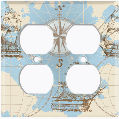 Plaque murale d'interrupteur à bascule World Sea Ship Globe Compass 1-Gang