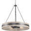 Luminaire suspendu maison de campagne 4 lumières 22 po + anneau en métal au fini bois, finition bois de frêne gris + finition fer vieilli