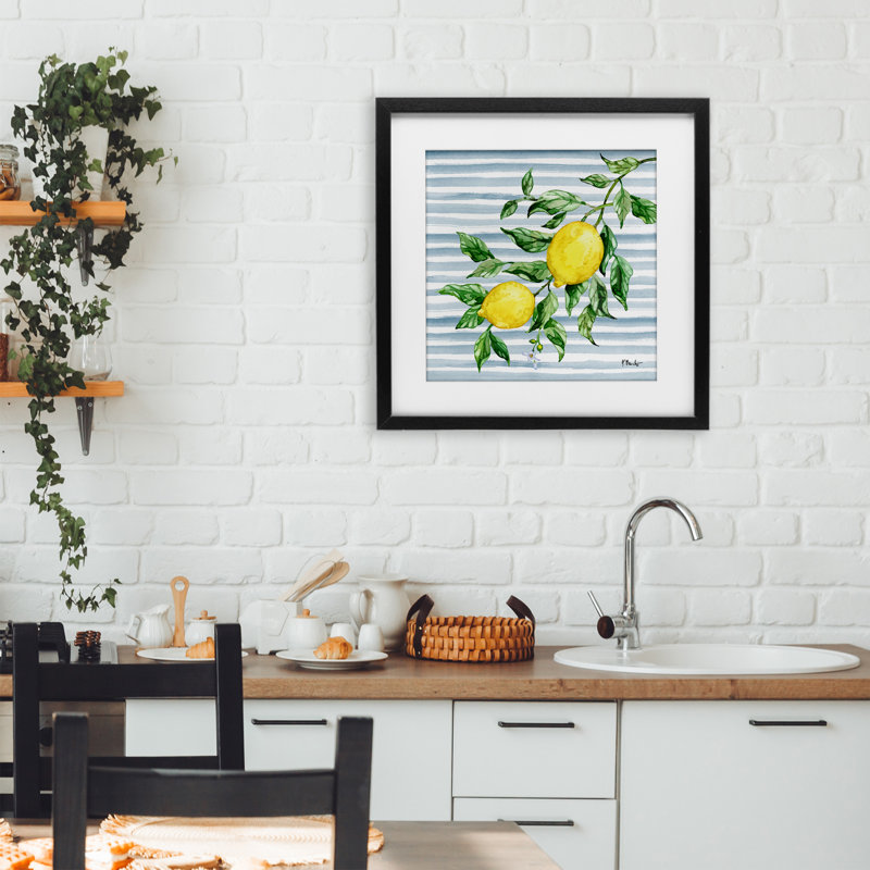 «Juppy Lemon Vine», reproduction encadrée sous verre encadrée par Paul Brent, H 16 po x l 16 po, Cadre noir minuit