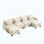 Canapé modulaire en U surdimensionné à 4 places en chenille beige avec 4 coussins de taille et 2 repose-pieds mobiles-681531763