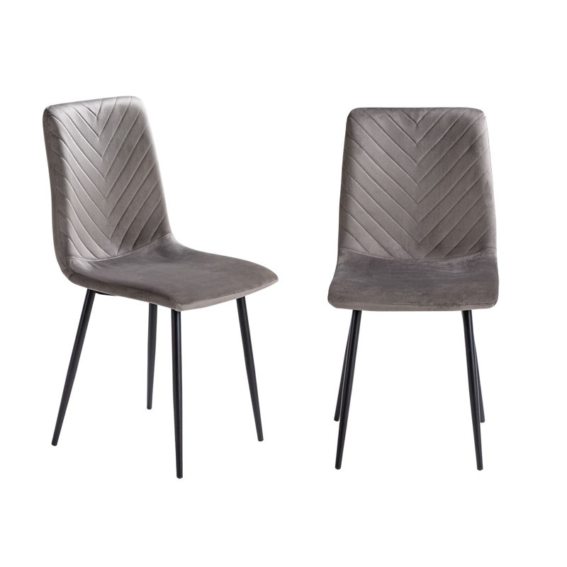 Kincannon Velvet Upholstered Side Chair in Gray