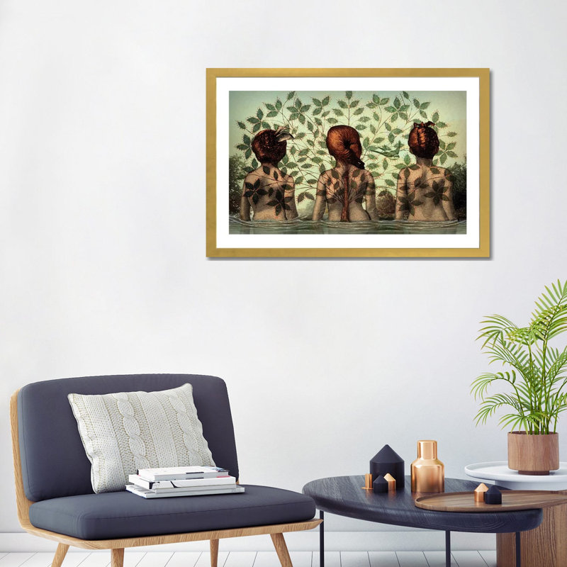Sœurs par Catrin Welz-Stein - reproduction, H 24 po x l 32 po x P 1 po, Papier encadré doré, Blanc