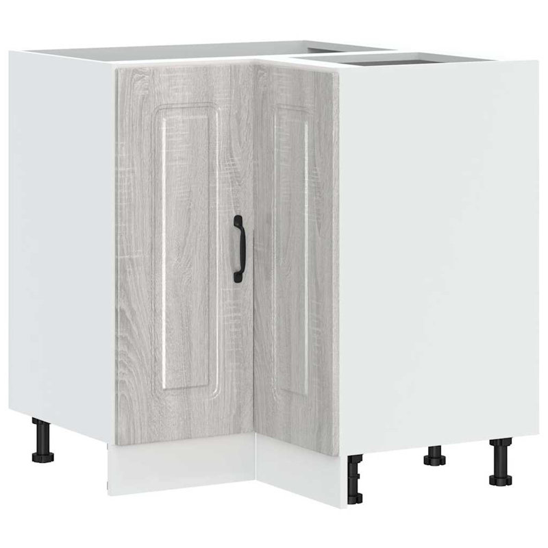Kitchen Corner Base Cabinet Kalmar High Gloss Engineered Wood, Grey Sonoma