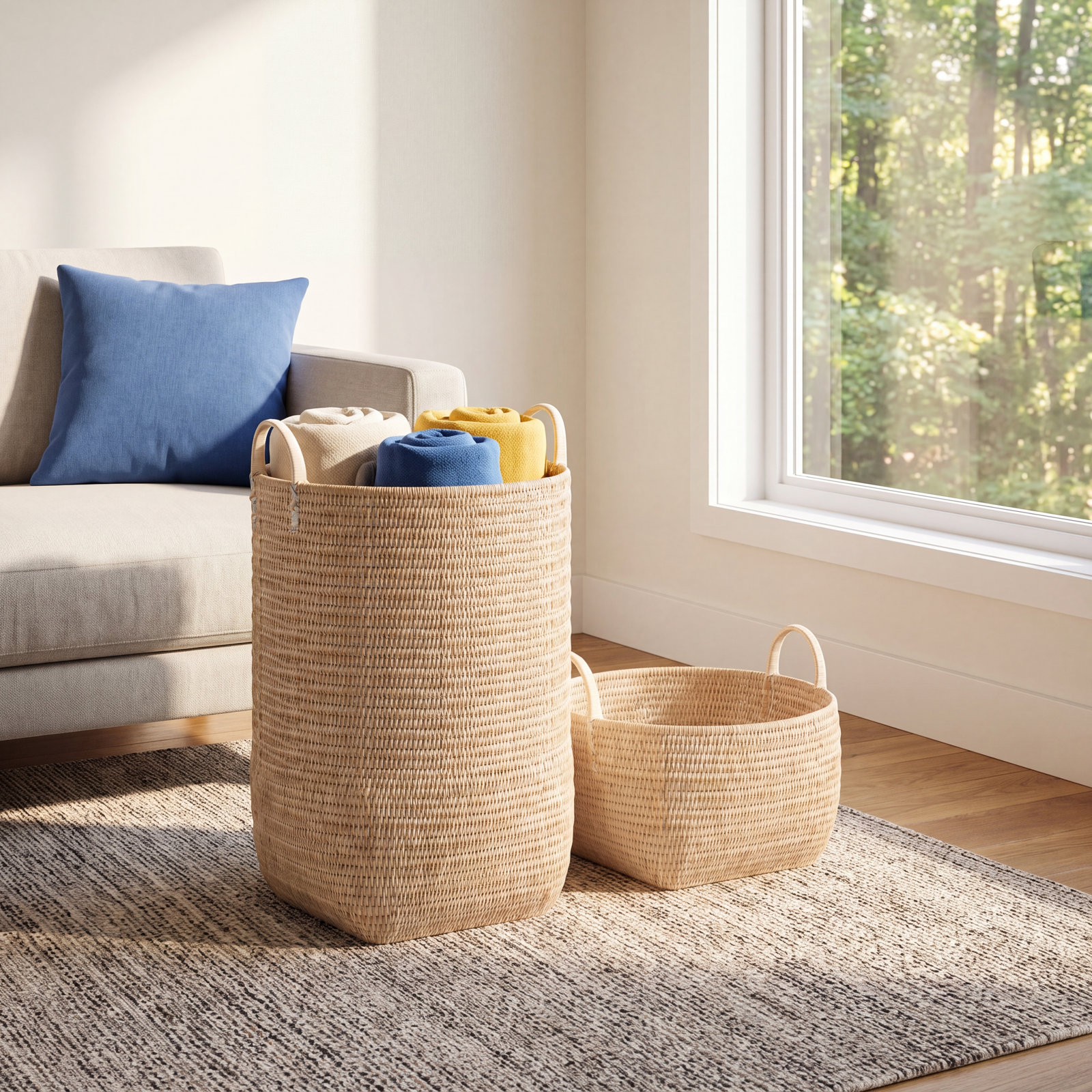 Qiana Handmade Rattan Storage Bin Set