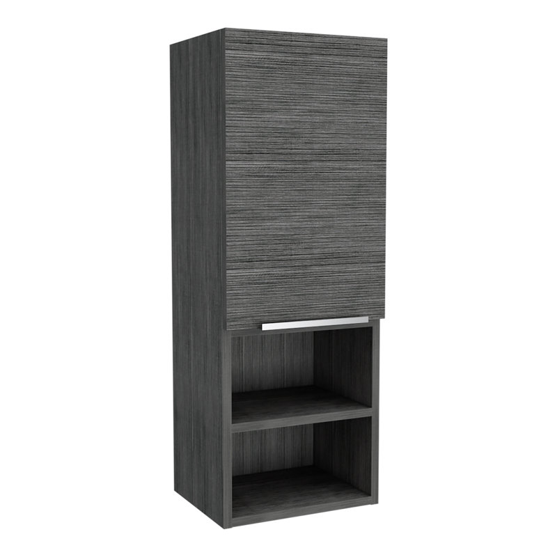 Mila Bathroom Cabinet with Single-Door Compartment, 2 Interior Shelves, Dual External Open Shelves and Space-Saving Wall Design