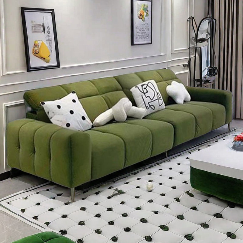 Canapé style français à dossier haut avec touches du piano, 3, H 29,52 po x l 94,48 po x P 39,37 po