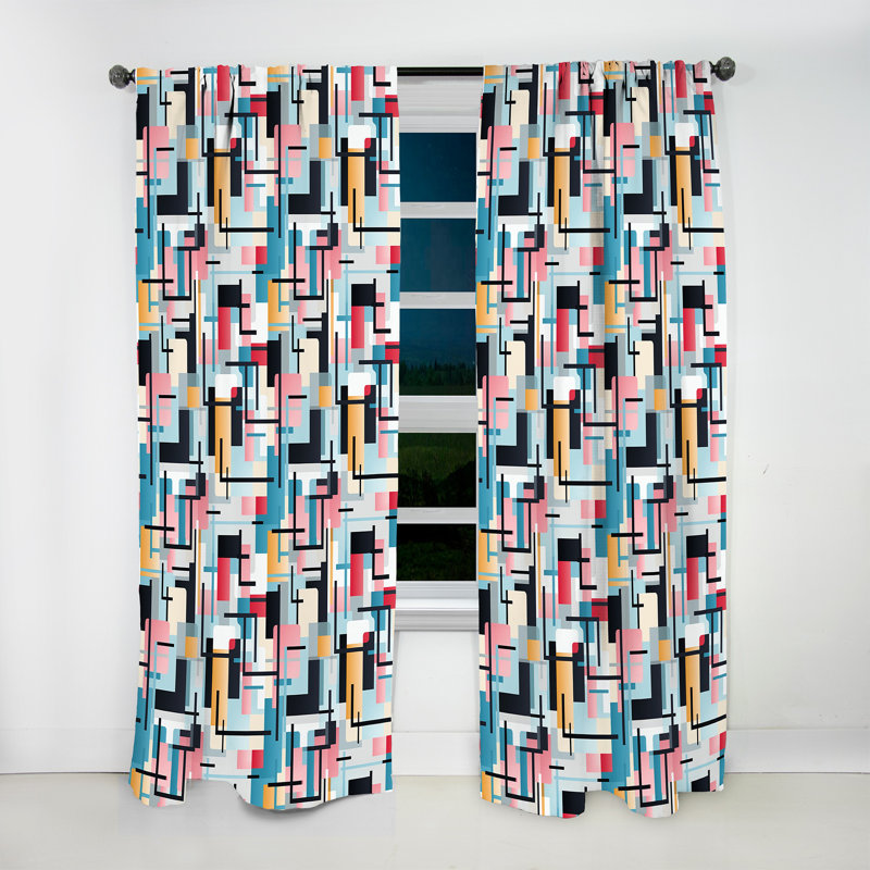 Rideau en velours moderne Urban Geometric I - obscurcissant - 1 panneau, L 52 po x L 84 po