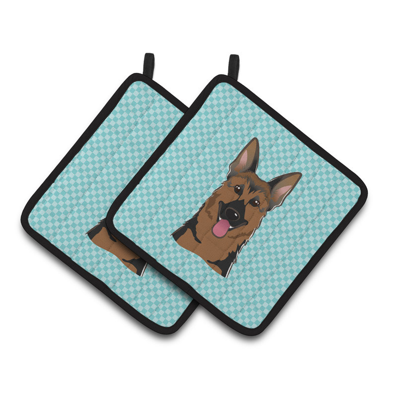 Caroline's Treasures Checkerboard Polyester Potholder, Blue