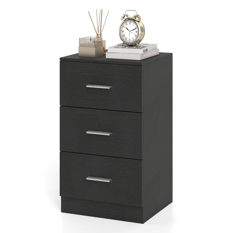 38cm W Manufactured Wood Bedside Table, Black