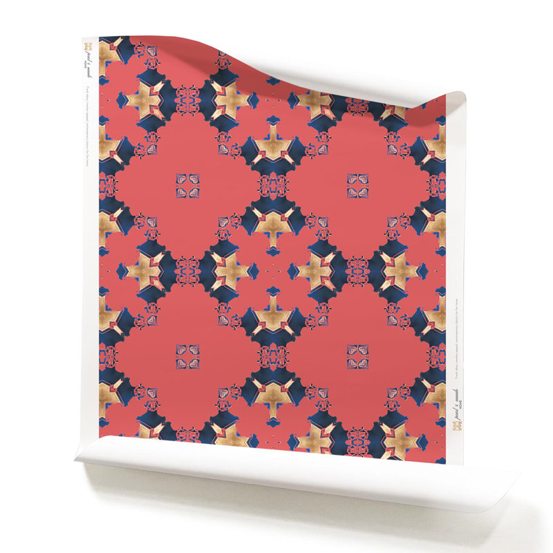 Eva | Diamond Pattern Wallpaper , Beige/Pink/Navy/Blue