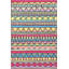 Tapis tissé multicolore à rayures multicolores et à motif géométrique lavable à la machine-956426344