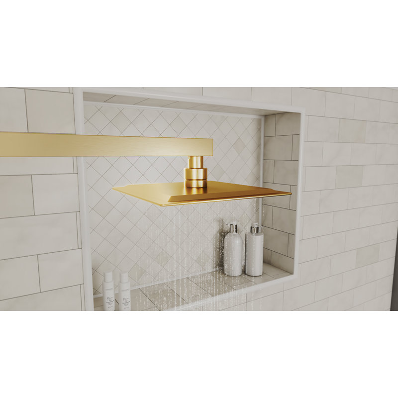 Ascend Ultra-Thin Square Shower Head - 8 in., Brushed Brass, Brushed Brass, 8 inch