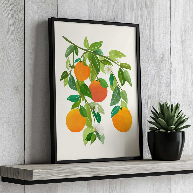 "Oranges and Blossoms II", "Tropical Fruit" par Modern Tropical, reproduction d'art sur toile, H 48 po x l 36 po, Brun