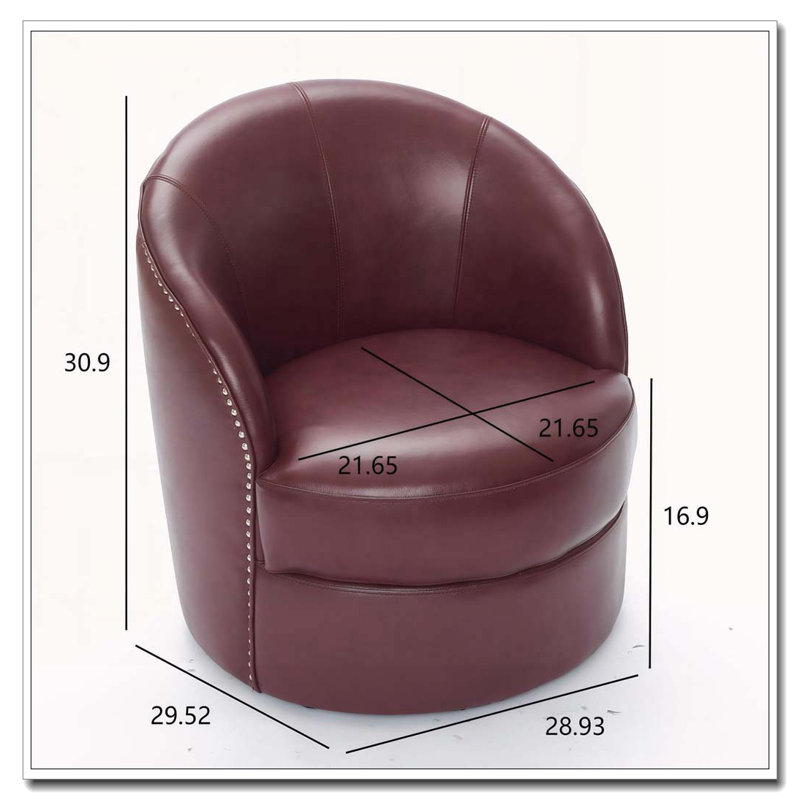 Fauteuil d'appoint pivotant en cuir, Noir rouge