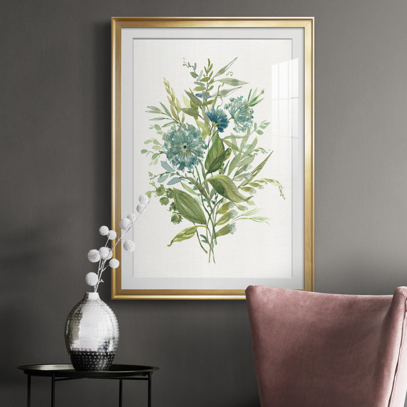 Greenery II - Peinture sur toile encadrée, Or, H 26,5 po x l 36,5 po x P 1,5 po