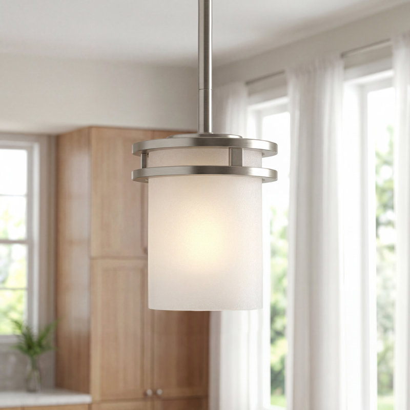 1 - Light Single Pendant, Brushed Nickel