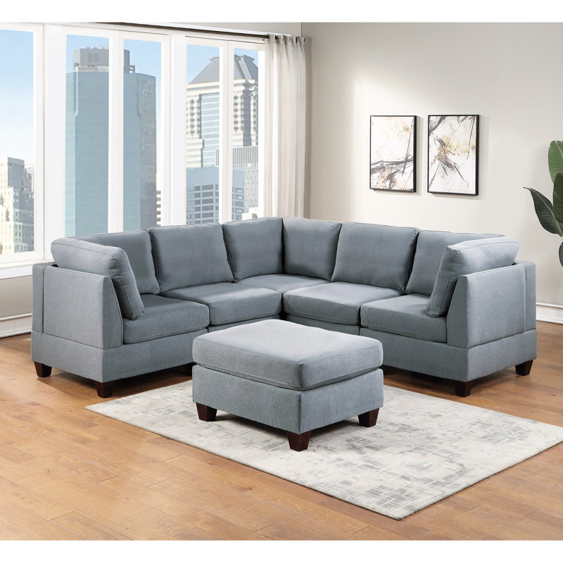 Canapé modulaire en lin de style contemporain avec chaises sans accoudoirs et canapés d'angle 3X