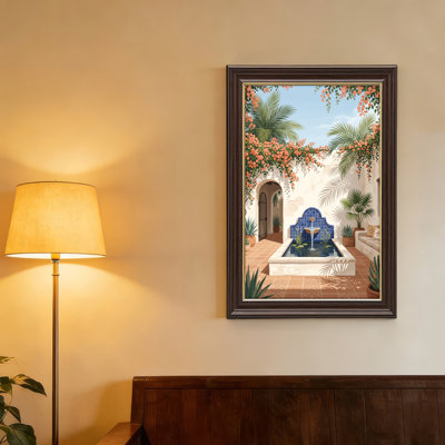 Art mural sur toile Gallery Wrap pour le salon, la chambre à coucher, le bureau ou le vestibule - décoration murale décorative avec jardin méditerranéen