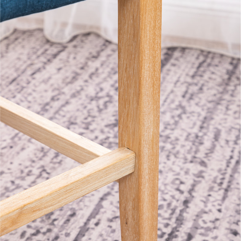 2 tabourets de hauteur de comptoir bleus - dossier et siège rembourrés, idéal pour les espaces de salle à manger de cuisine Structure en bois avec revêtement en tissu 2 pièces Dossier, assise, bois massif, l 18,5 po x P 25,5 po