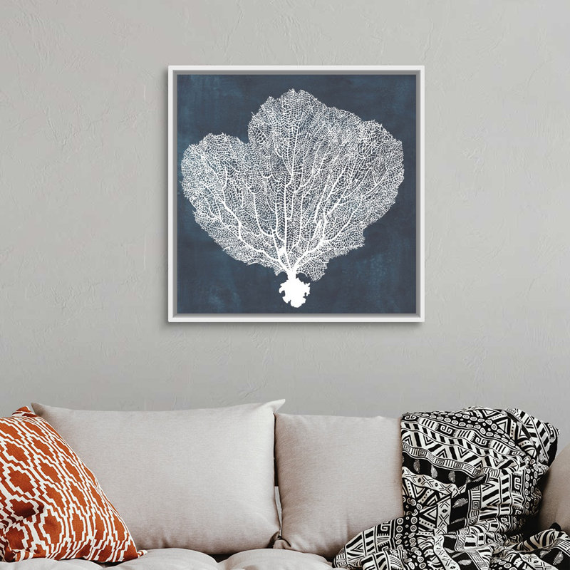 «Inverse Sea Fan I», art mural, Cadre blanc, H 32 po x l 32 po x P 2 po