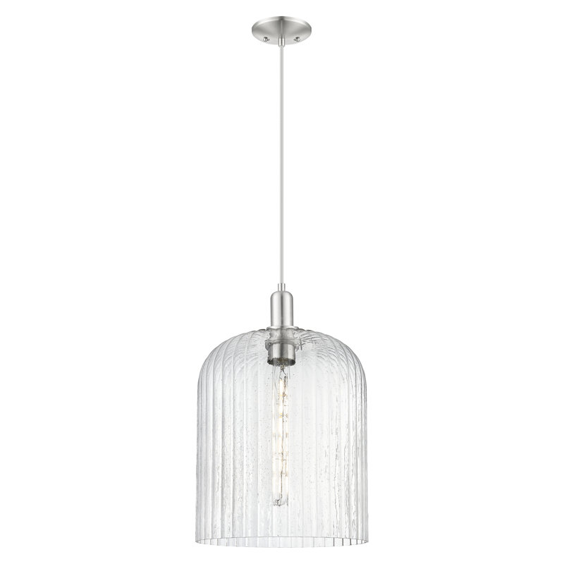 Mini luminaire suspendu suspendu 1 lumière Downtown, H 18,38 po x l 12 po x P 12 po, Grainé, Nickel satiné brossé