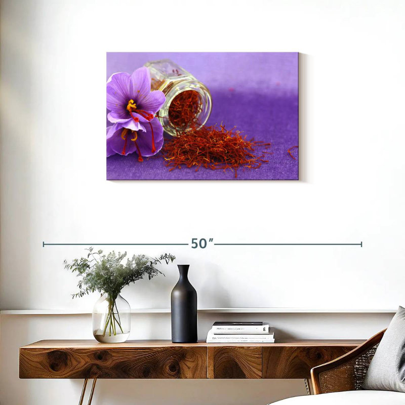 Safran et fleurs, H 20 po x l 30 po