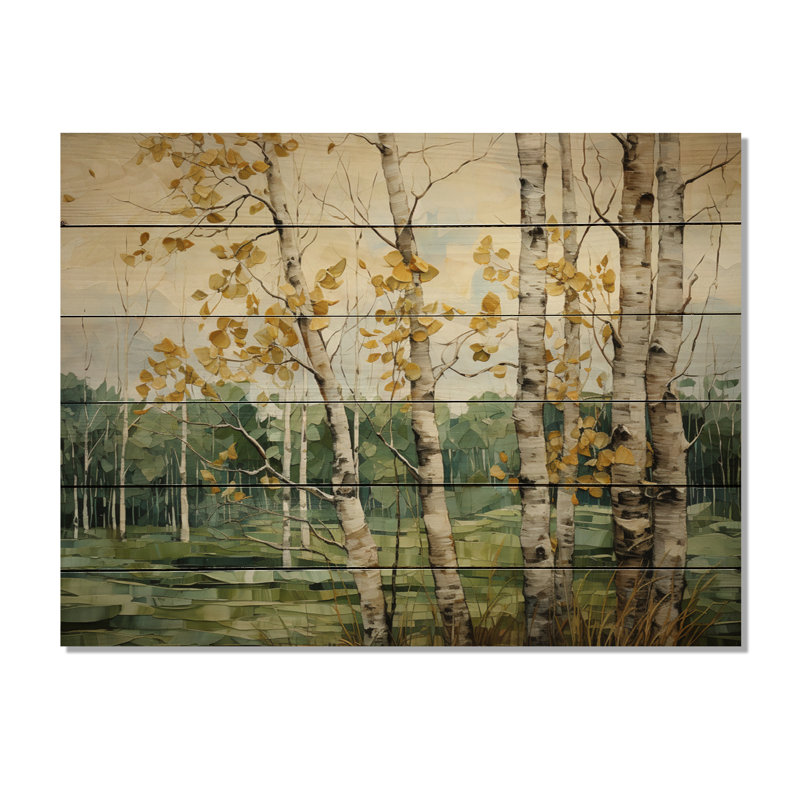 «Keilany Birch Tree Whispers Landscape I» sur impression sur bois, H 10 po x l 20 po x P 0,78 po