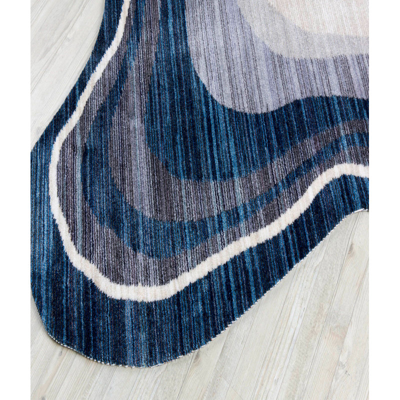 Tapis en polyester tissé à la machine Novelty, Nouveauté 5 pi 3 po x 5 pi 3 po