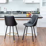 Culloden 26" 360° Swivel Upholstery PU Leather Counter Height Bar Stools for Kitchen Bar
