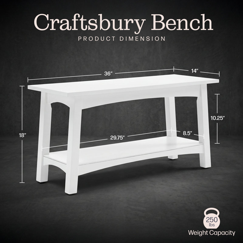 Craftsbury Storage Bench, White, White
