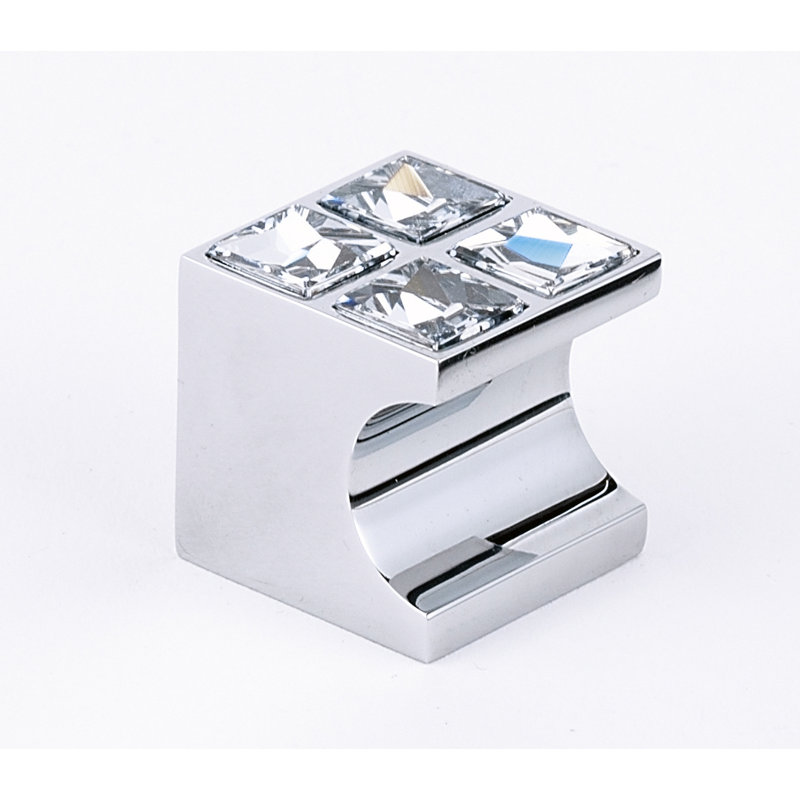 Swarovski Crystal Square Knob, Polished Chrome
